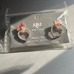 ROVOG Pink Bow and Multicolor Heart Earrings